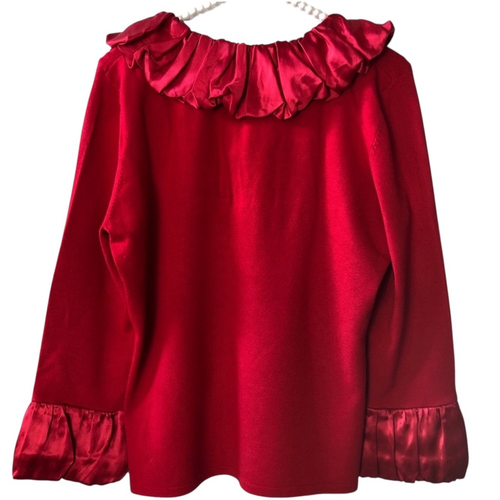 ALBERTO MAKALI | Red Ruffled Long Sleeve Blouse - Picture 2 of 4